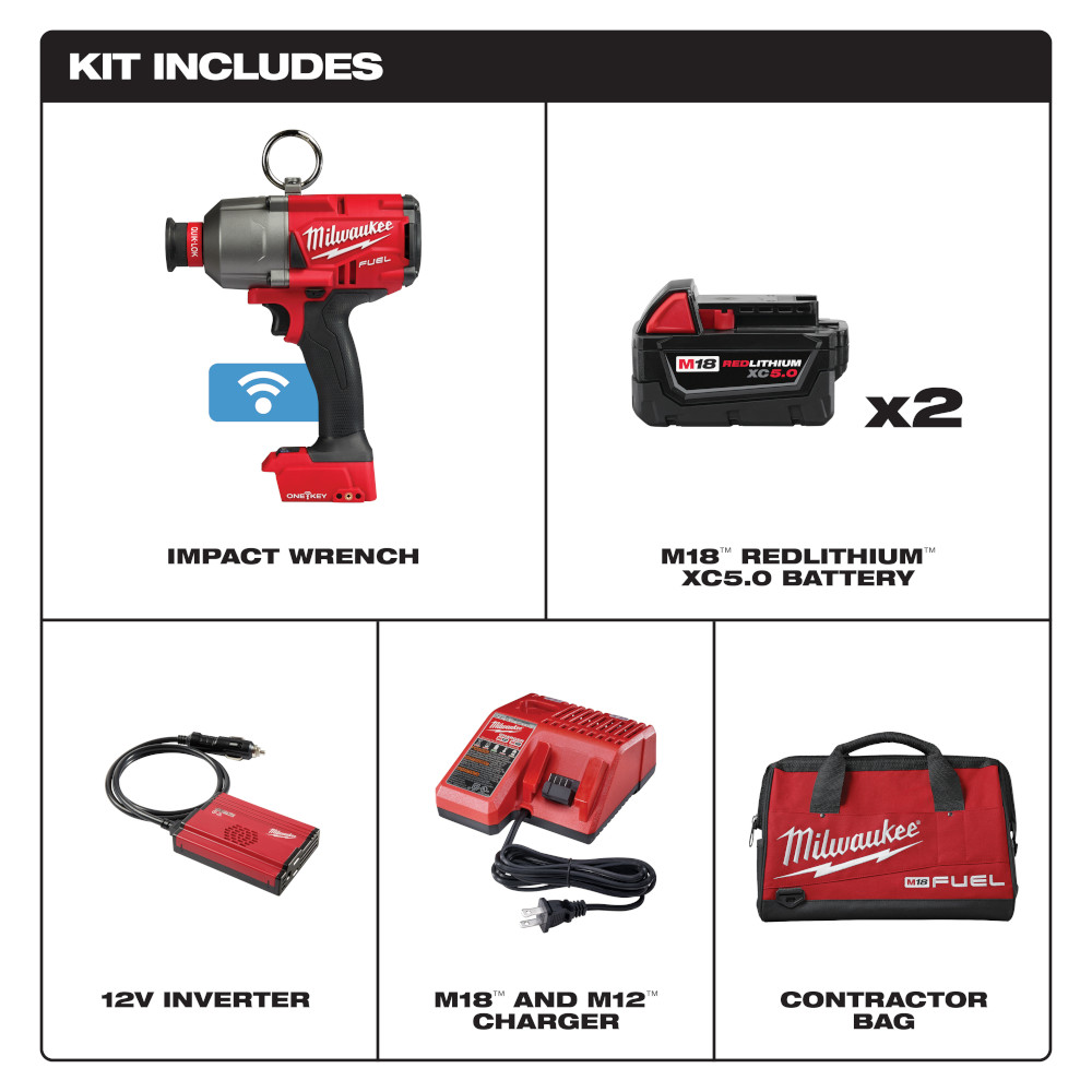 Milwaukee M18 FUEL 7/16 Inch Hex Lineman Utility High Torque Impact Wrench Kit with One Key from GME Supply